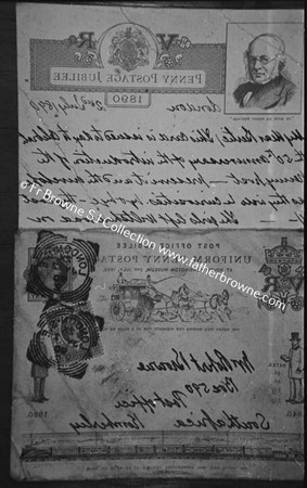 COPY NEGS LETTER FATHERS COMMEMORATING 50TH PENNY POST 2 7 1890